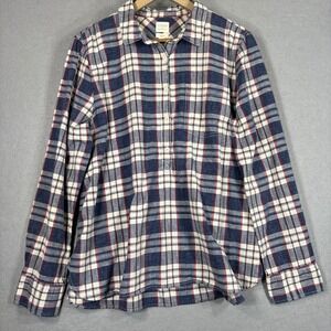J. Crew Womens‎ Boy Fit Plaid Flannel Popover Shirt Size XL Preppy Casual Layer